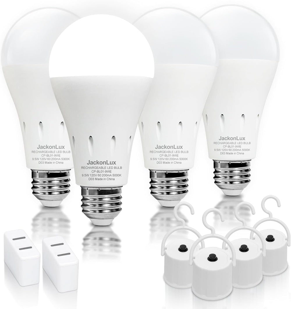 4 Pack Rechargeable Emergency Light Bulbs, Battery Operated Light Bulbs