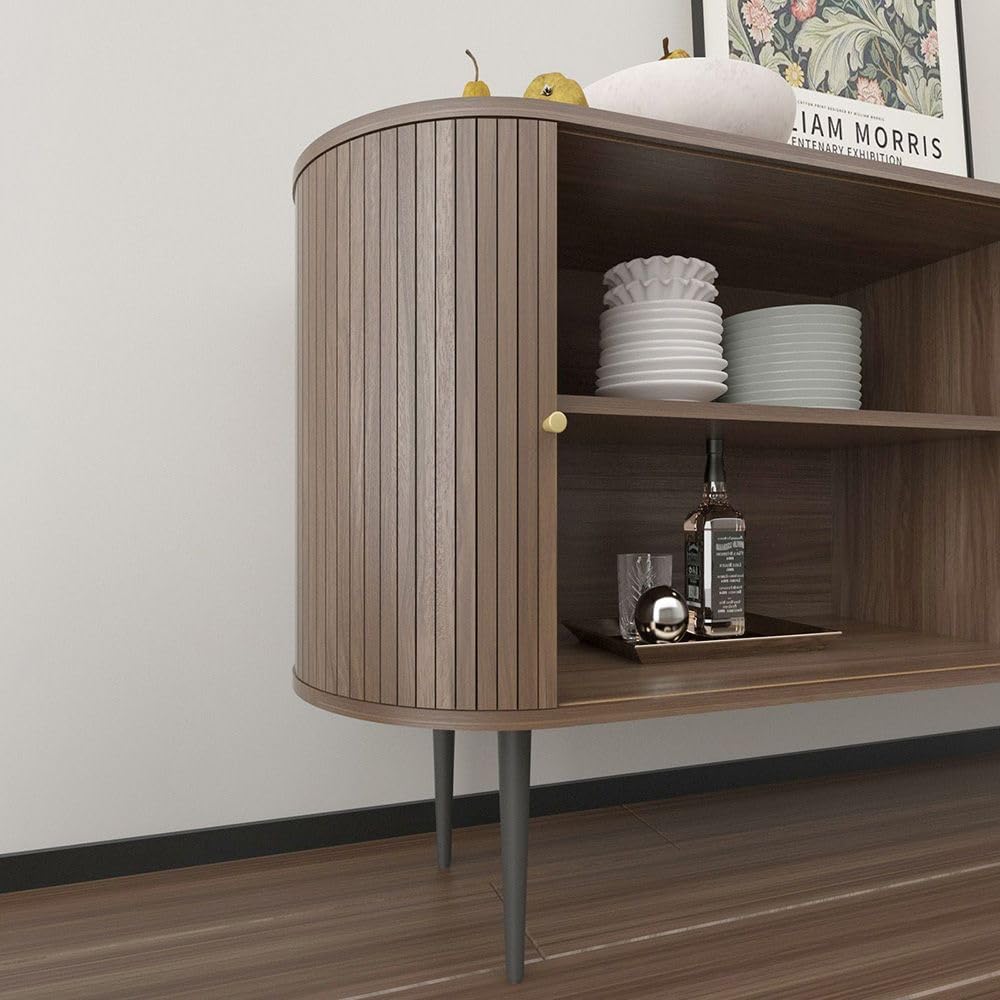Oak Buffet Cabinet - 55 Inch Sideboard Server for Dining Room, Living Room, K...