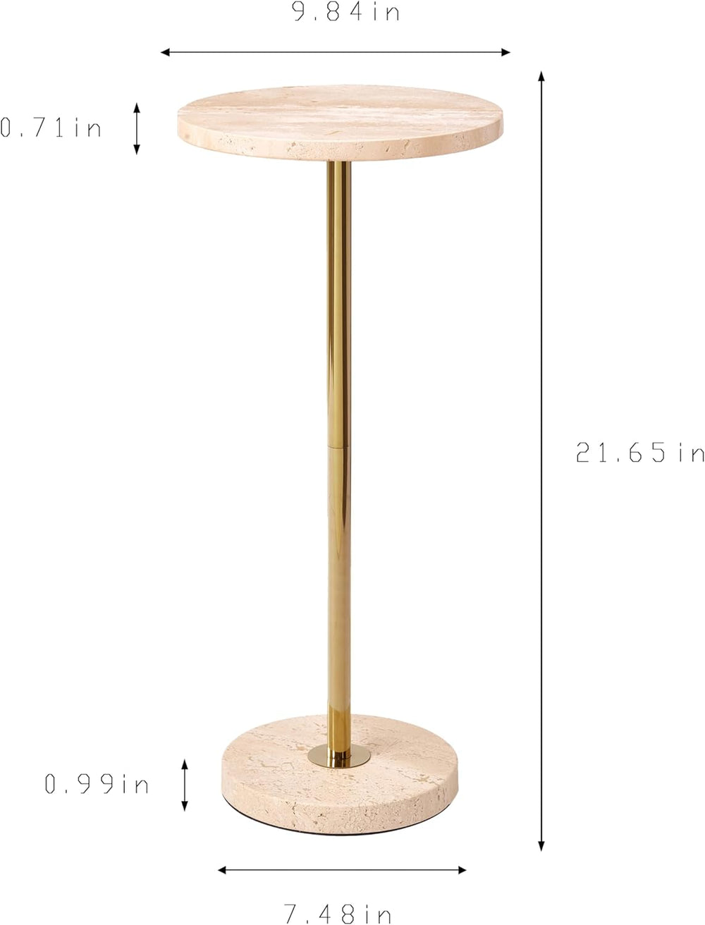 Premium Small Round Natural Marble Pedestal Side Table, End Table, Mini Drink...