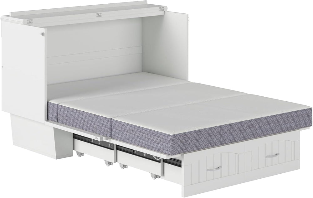 AFI, Nantucket Murphy Bed Chest Full with 6" Mattress & Drawer, White