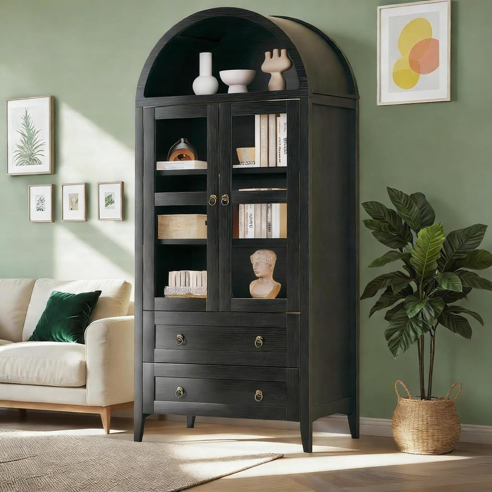 71" Tall Arched Kitchen Pantry, Pantry Cabinet, Kitchen Storage Cabinets...