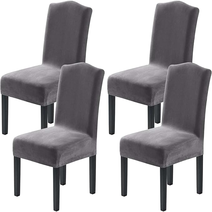 H.VERSAILTEX Velvet Dining Chair Covers Stretch Chair Covers for Dining Room ...