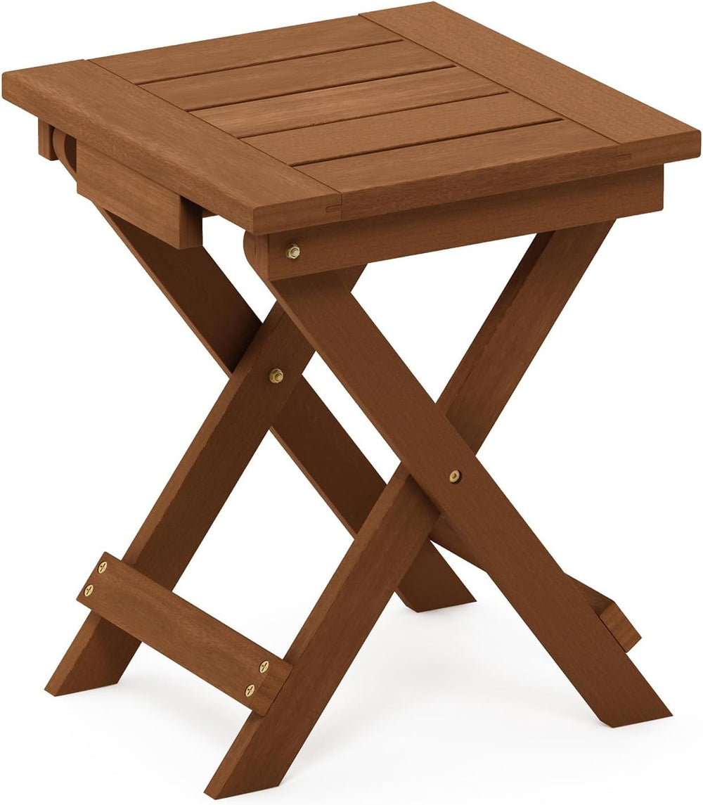 Furinno TIOMAN Hardwood Folding Outdoor Side Table, Light Wood