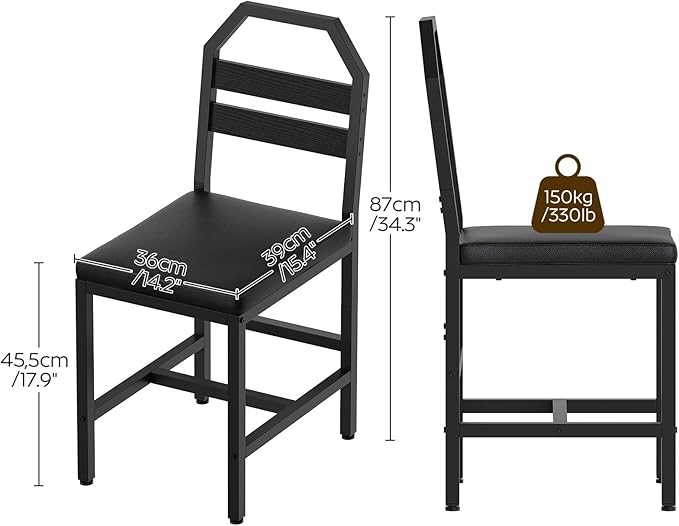 YATINEYDining Chairs, Kitchen Chairs with Back Support, Upholstered Seat and ...