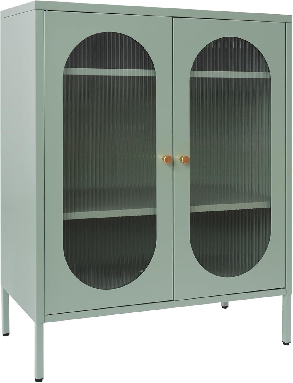 Accent Cabinet with Glass Doors – 3 Tier Storage, Modern Coffee Bar Station P...