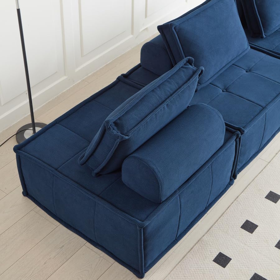 Swbvs 1-Piece Modular Single Couch, Deep Corduroy Lounge Chair with Adjustabl...