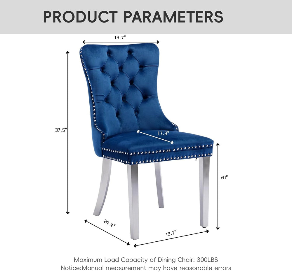 Modern Velvet Upholstered Dining Chairs Set of 4 - Tufted Back with Nailhead ...