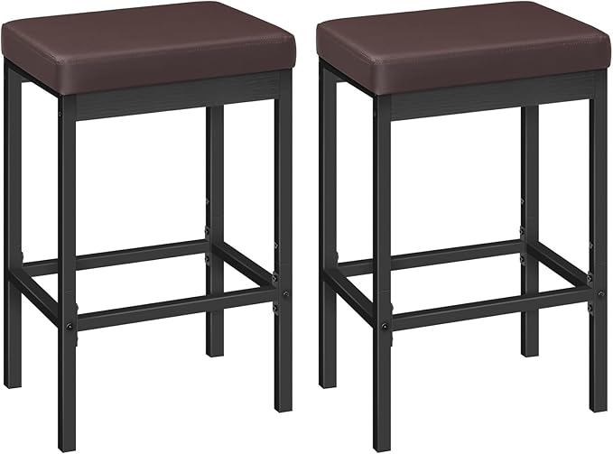 HOOBRO Bar Stools, Set of 2 Barstools, 24.8-Inch Height Stools, Breakfast Bar...