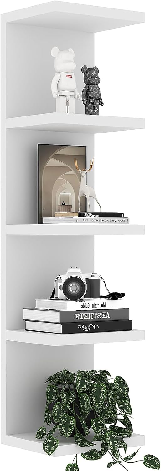 LitaEther 5 Tier Lack Floating Shelf, White Wall Shelf Unit,Display Shelf
