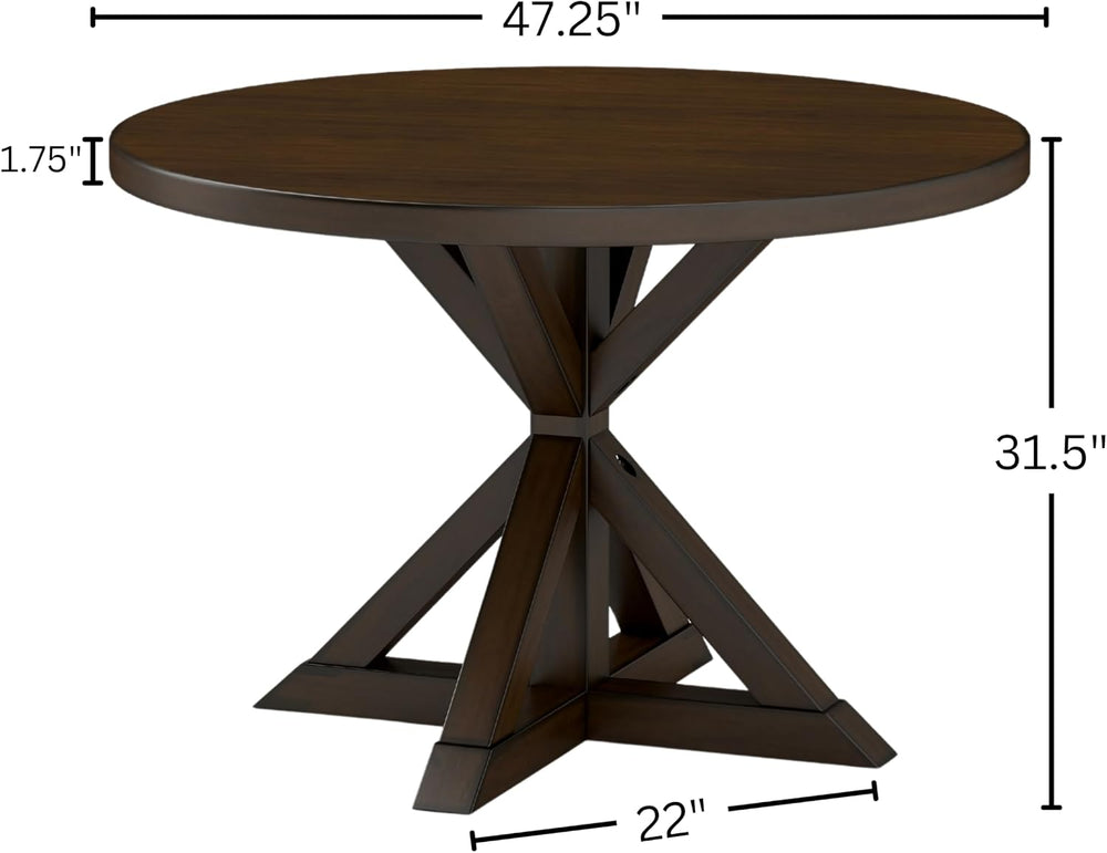 Roundhill Furniture Windvale Cross-Buck Base Dining Table, Espresso