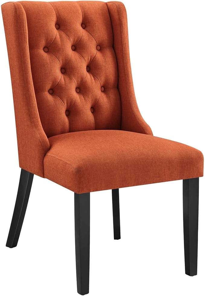 Modway Baronet Button-Tufted Fabric Parsons Dining Chair in Orange