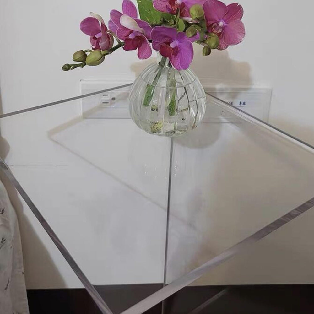 Acrylic End Table for Nightstand,21" H C-Shaped End Table for Living Roo...