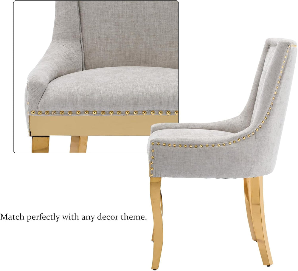 Aoowow Luxury Fabric Upholstered Side Chairs for Kitchen Set of 2, Sillas de ...
