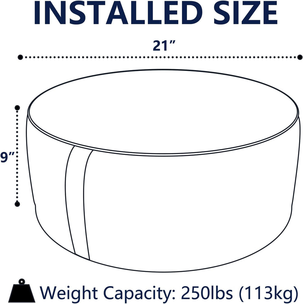 Indoor/Outdoor Inflatable Ottoman D21 x H9 inch, Round Footstool Inflatable F...
