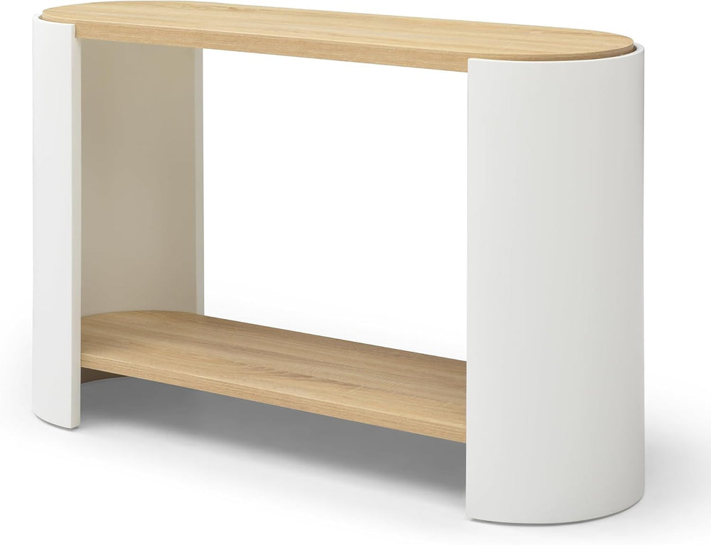 48'' End Table for Living Room, Modern Wood Side Table with 2-Layer S...