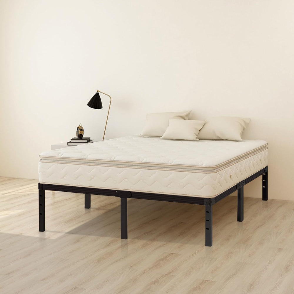 Wulanos Queen Size Bed Frame, 3500lbs Heavy Duty Metal Platform with Steel Sl...
