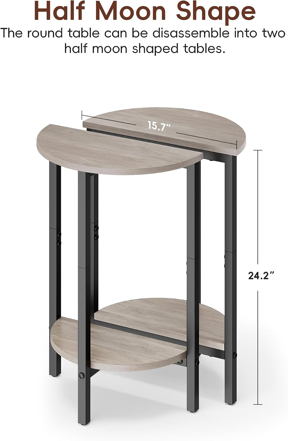 Vagusicc Side Tables Small End Tables, Set of 2 Half Round Side Table for Liv...