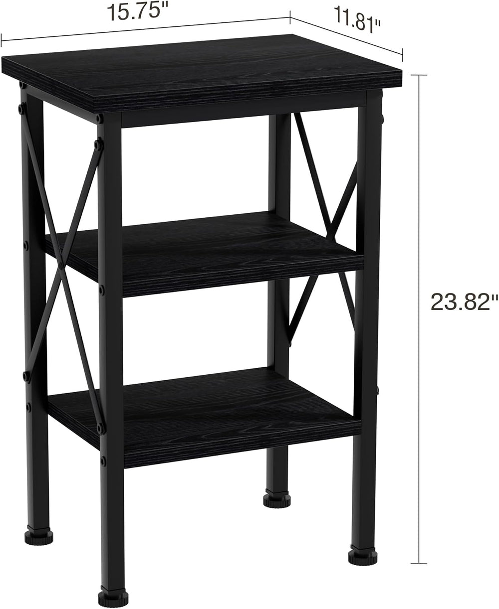VECELO End Side Table Night Stand,X-Design with Storage Shelf for Bedroom,Liv...