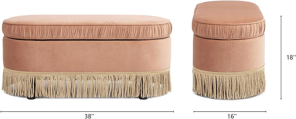 Jennifer Taylor Home Celeste 38" Oval Storage Bench Ottoman, Peach Orang...