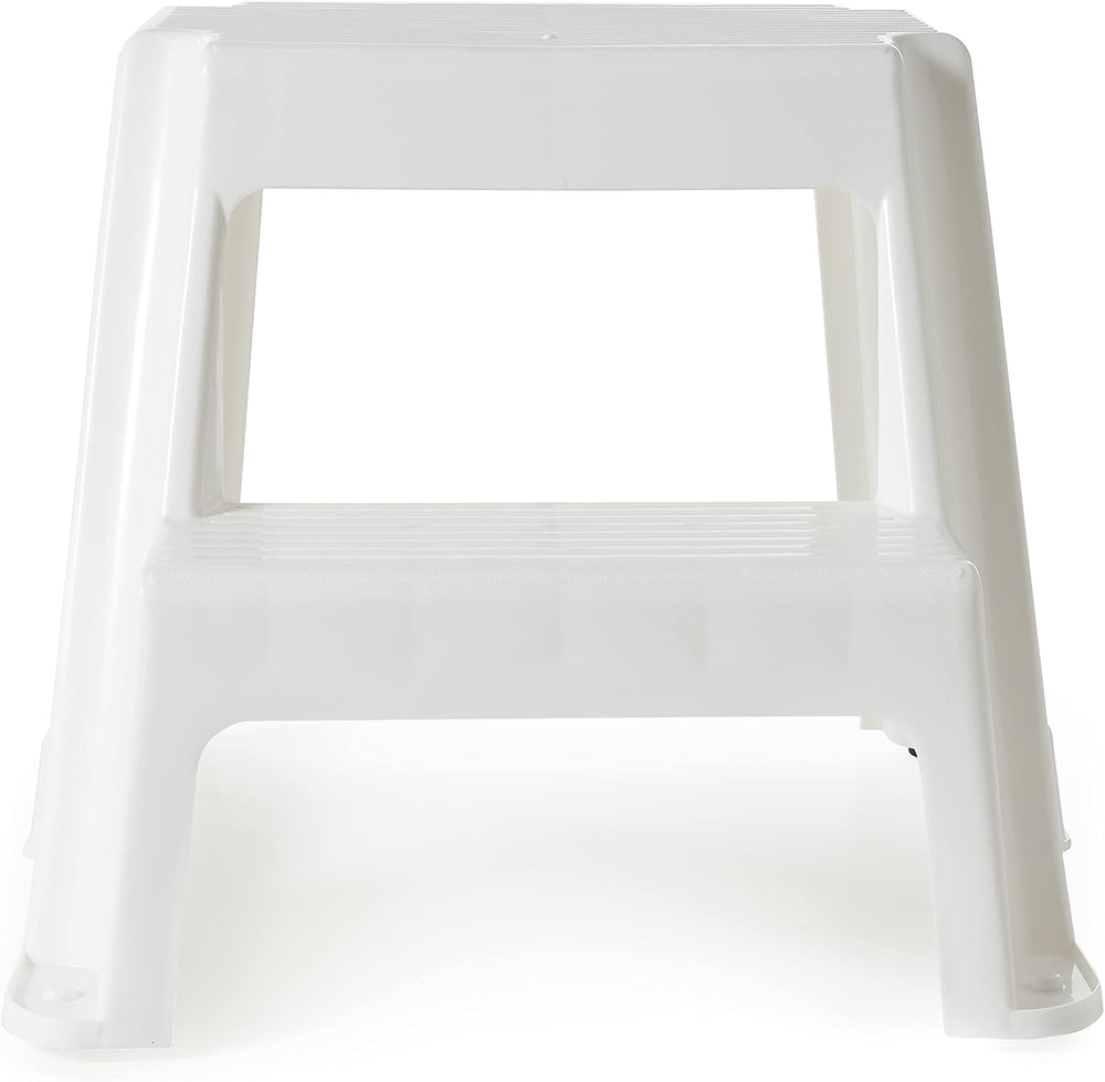 Gracious Living 2-Step Plastic Stool, 300 Lb Capacity, White | Portable Step ...
