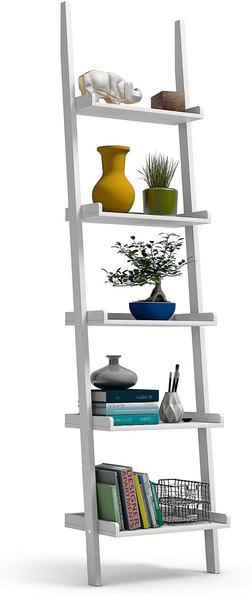 Tangkula Ladder Shelf, 5-Tier Multifunctional Modern Wood Plant Flower Book D...