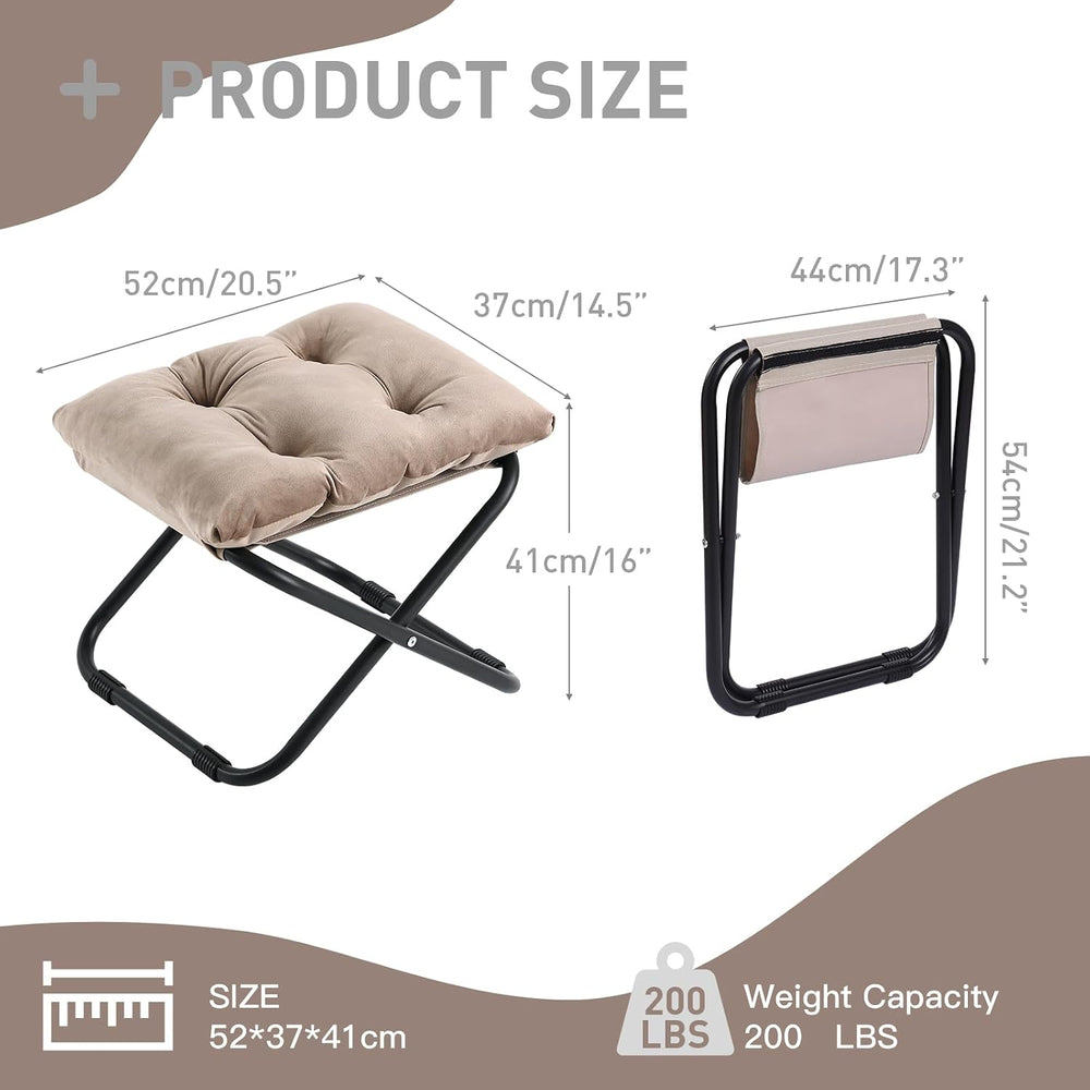 LITA Folding Footrest Stool, Portable Ottoman Foot Rest, Upholstered Small Fo...