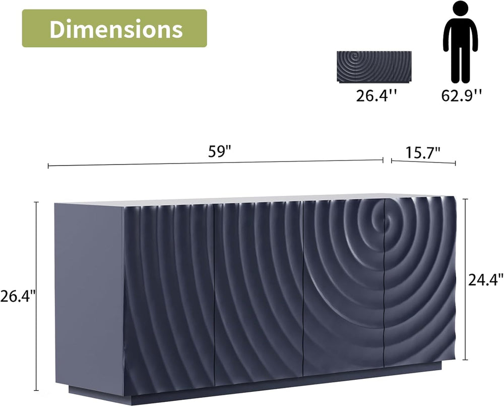 LKTART 59" Sideboard Buffet Cabinet with Storage, 4 Doors Modern Accent ...
