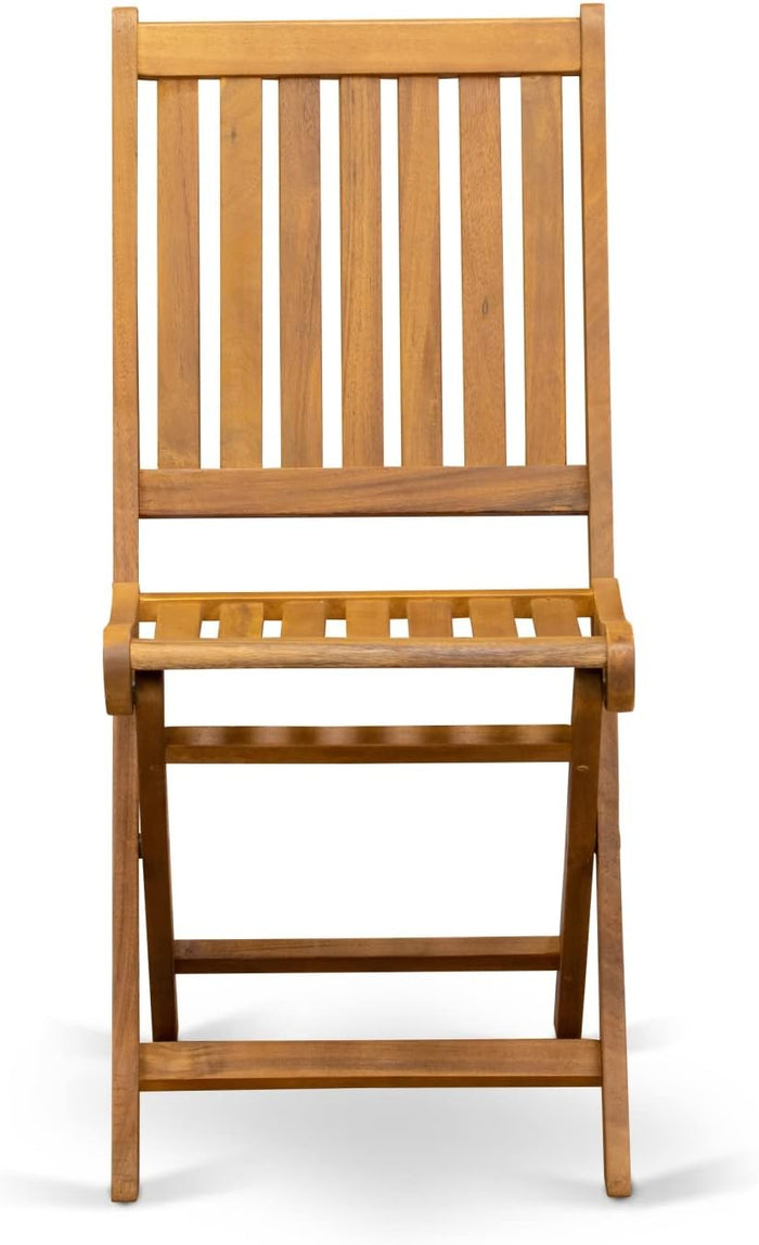 East West Furniture BDKCWNA Dickinson Foldable Patio Dining Chairs - Acacia Wood, Set of 2, Natural Oil
