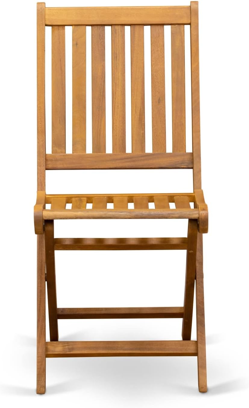 East West Furniture BDKCWNA Dickinson Foldable Patio Dining Chairs - Acacia W...