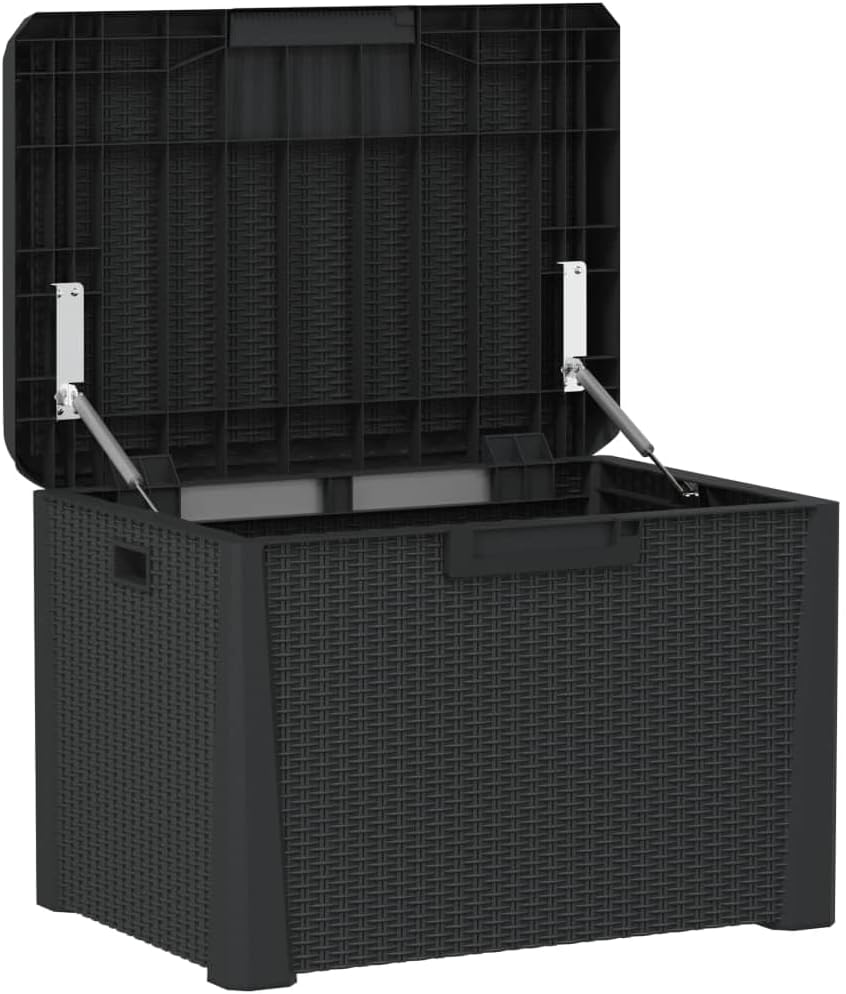 Anthracite Garden Storage Box 125L Polypropylene Medium Outdoor Patio Seat wi...