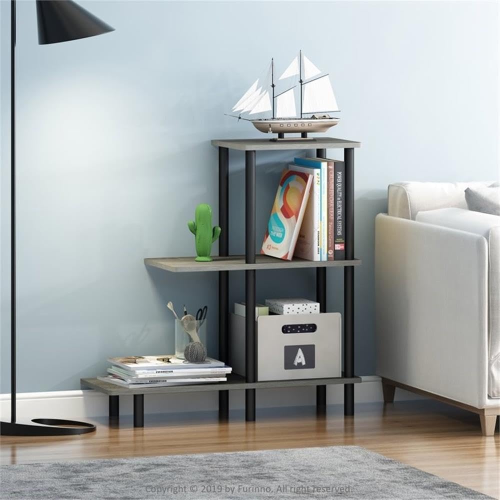 Pemberly Row Turn-N-Tube 3-Tier Engineered Wood Sofa Side Table, 32.64 in Tal...