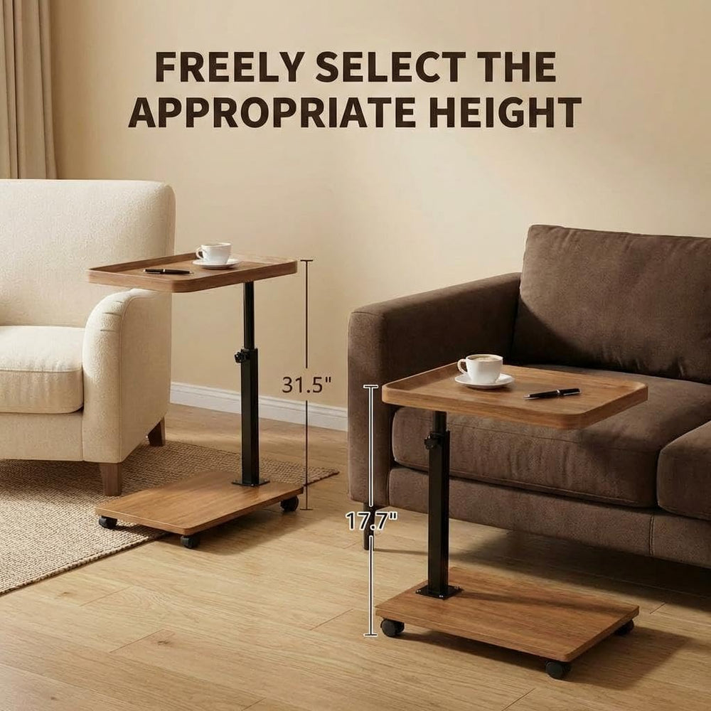 GarveeTech C-Shaped End Table with Adjustable Height, 360° Swivel TV Tray Tab...