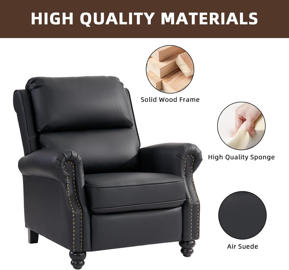IOMOR Push Back Recliner Chair, Set of 2 PU Leather Lounge Armchair Home Thea...