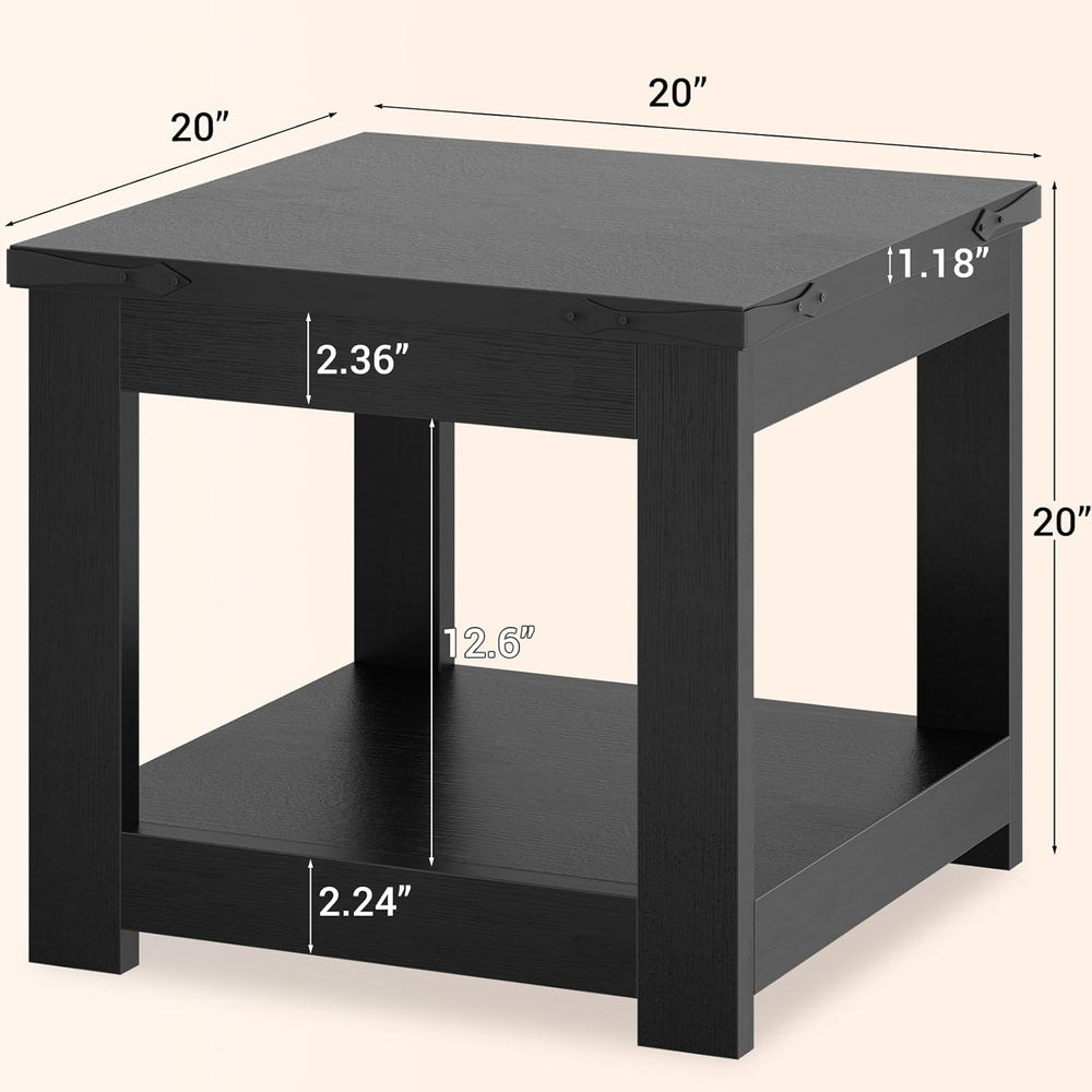Homieasy Black End Table, 20x20 Inch Square Side Table for Living Room, Large...