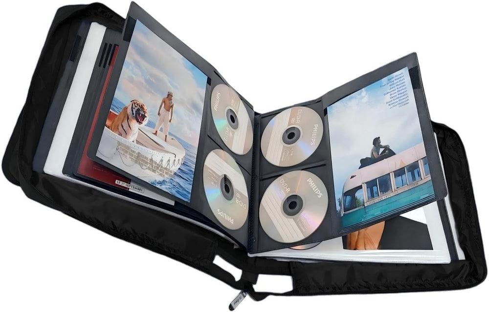 DVD CD Storage Case with Extra Wide Title Cover Pages for Blu Ray Movie Music...