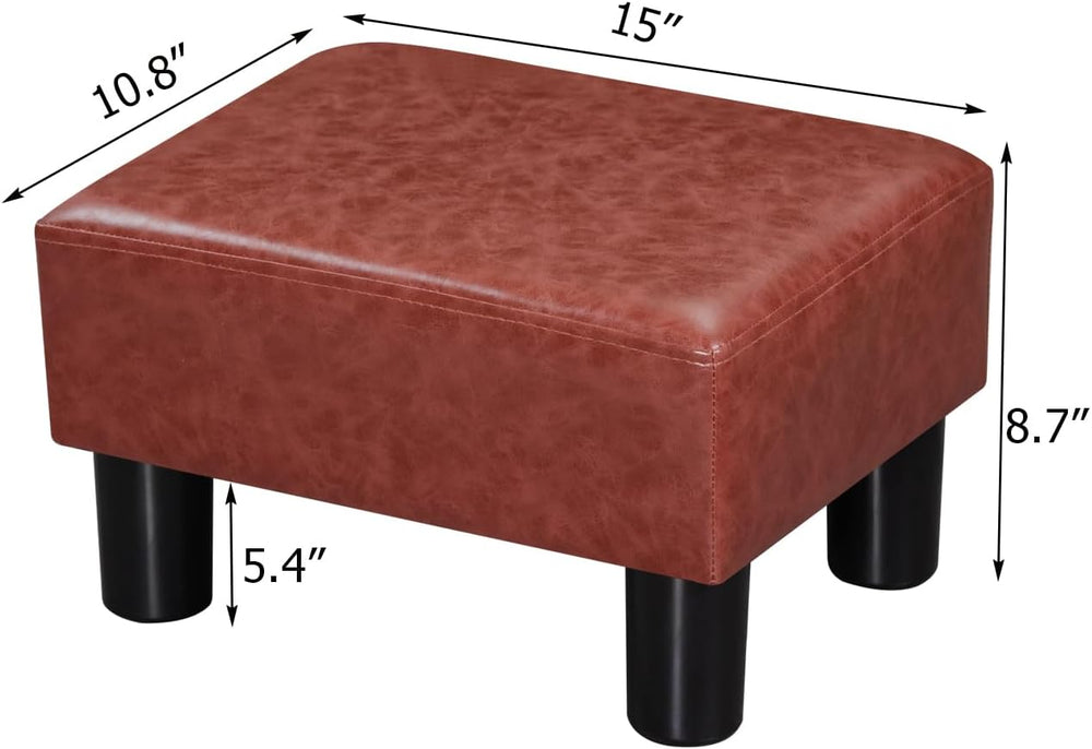 Adeco Leather Foot Stool with Legs, Small Footstool Ottoman, Velet Fabric Sea...