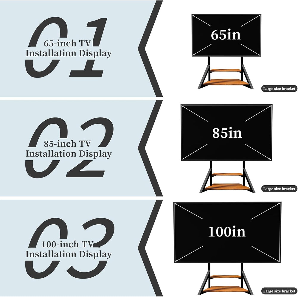 Mobile TV Stand for 65-100 Inch TVs, Holds Up to 220 lbs,Walnut | Height Adju...
