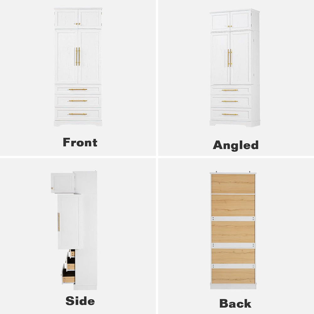 78.2" Tall Kitchen Pantry, Mid-Century Modern Storage Cabinet with 3 Dra...
