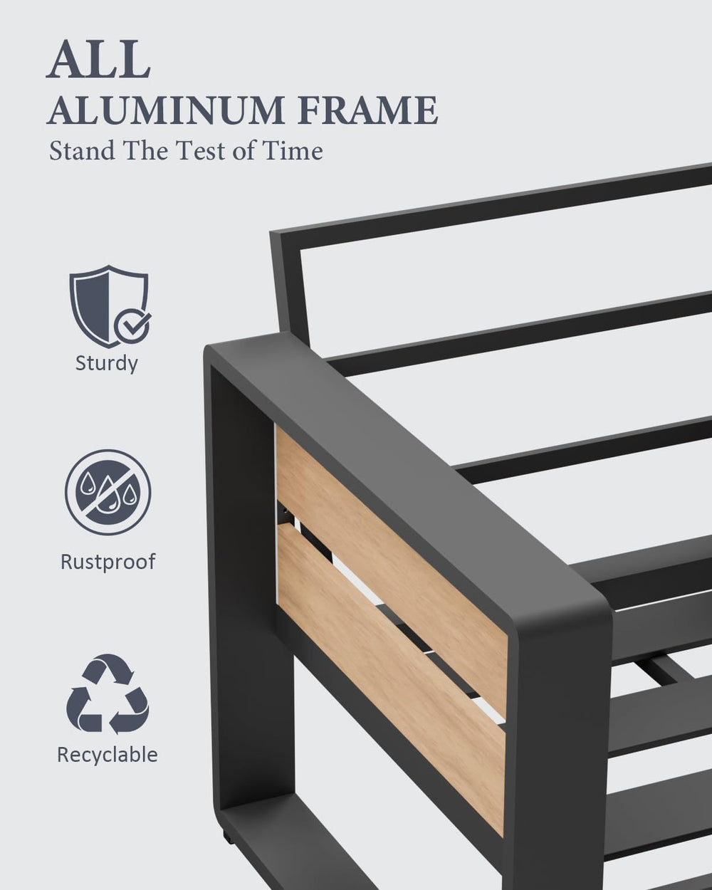 ZANDOR Aluminum Outdoor Patio Furniture - 2 Pcs Armchair, All-Weather Metal M...