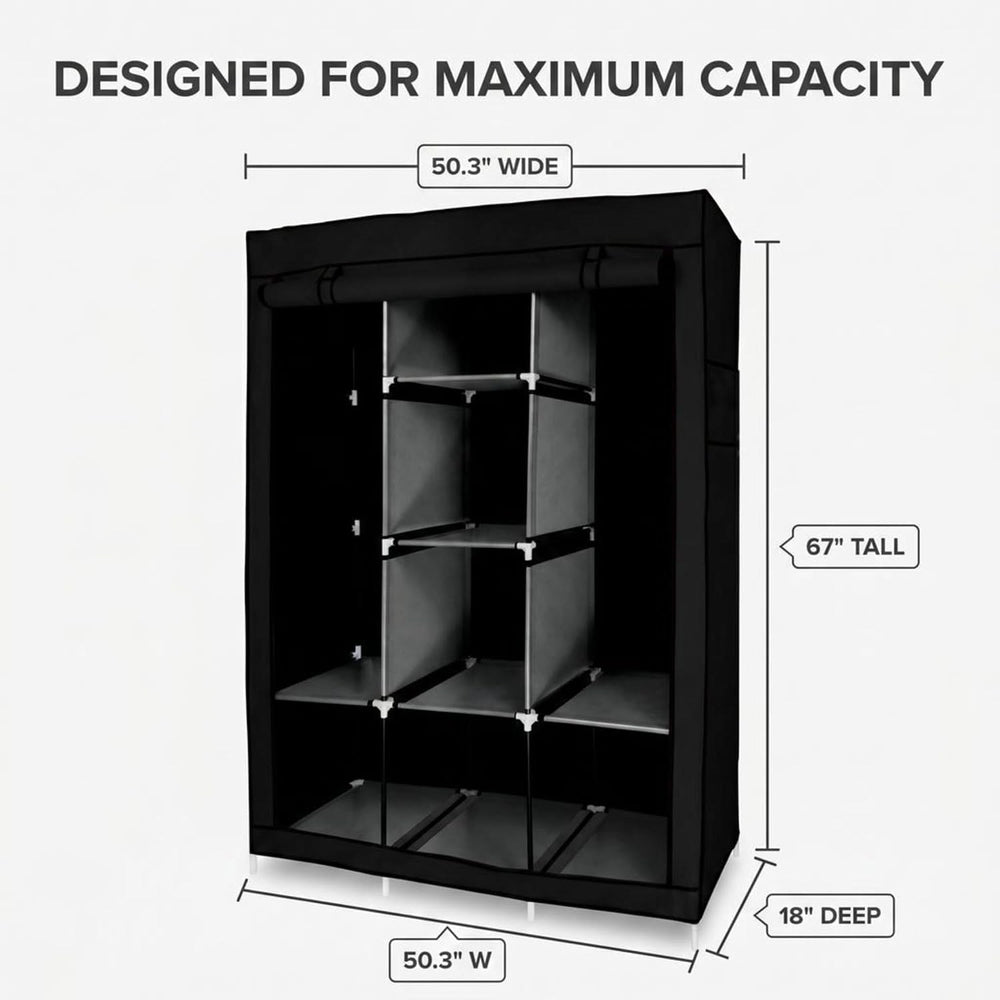 American Dream Heavy Duty Storage Closet, Black, 50.3" W x 18" D x ...