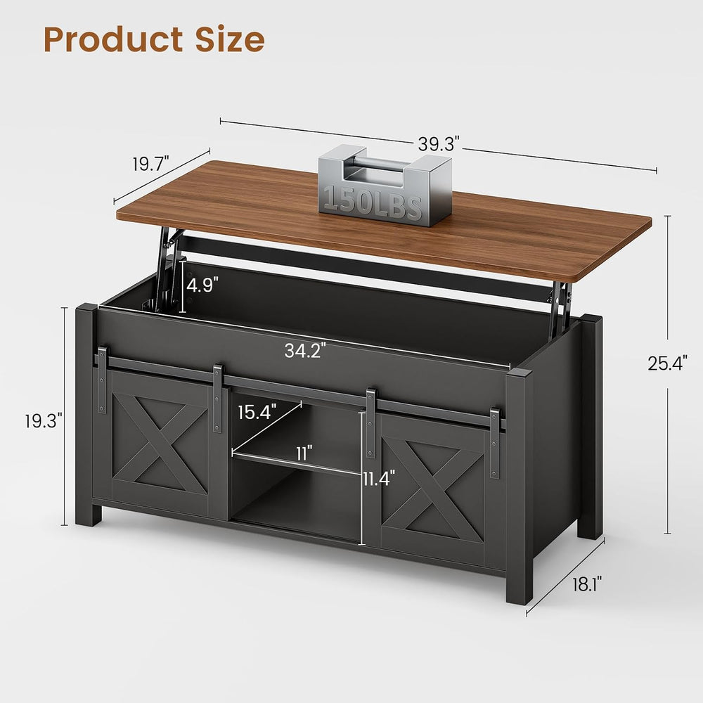 SEDETA Farmhouse Lift Top Coffee Table with Storage for Living Room