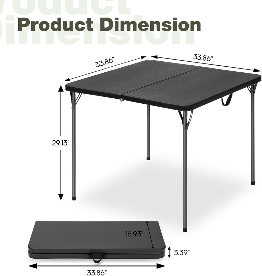 34" Square Folding Table for 4 Person, 330lbs Weight Capacity Foldable T...
