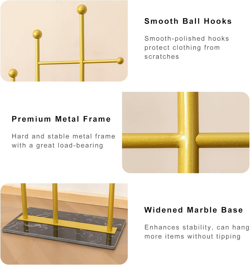 JIAYUEJU Standing Coat Rack for Bedroom 19.69 x 11.02 x 68.9 in (Gold)