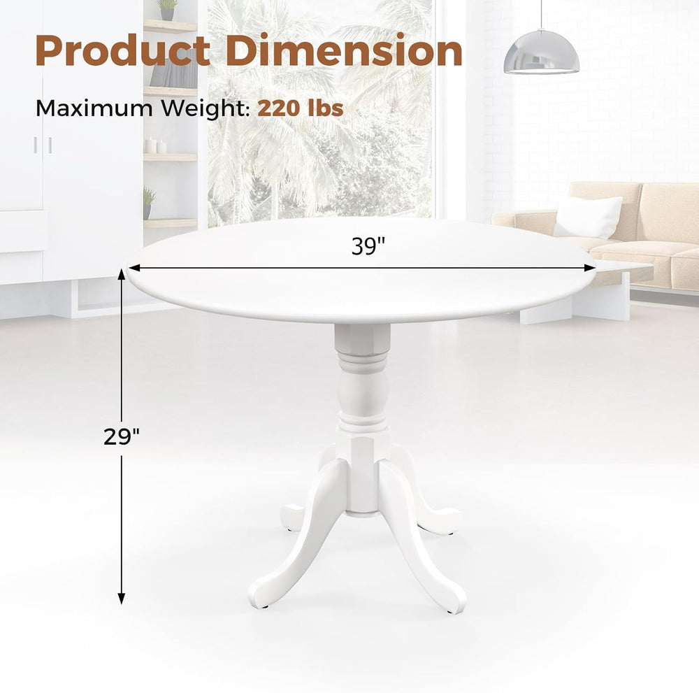 Giantex Round Dining Table, 39" D X 29" H, Rubber Wood Pedestal Tab...