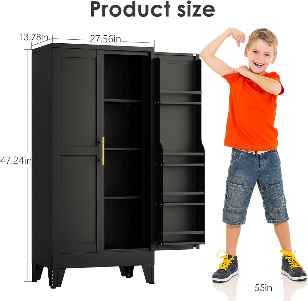 pozdeg 47.24" Kitchen Pantry Cabinet, Metal Food Pantry Storage Cupboard...