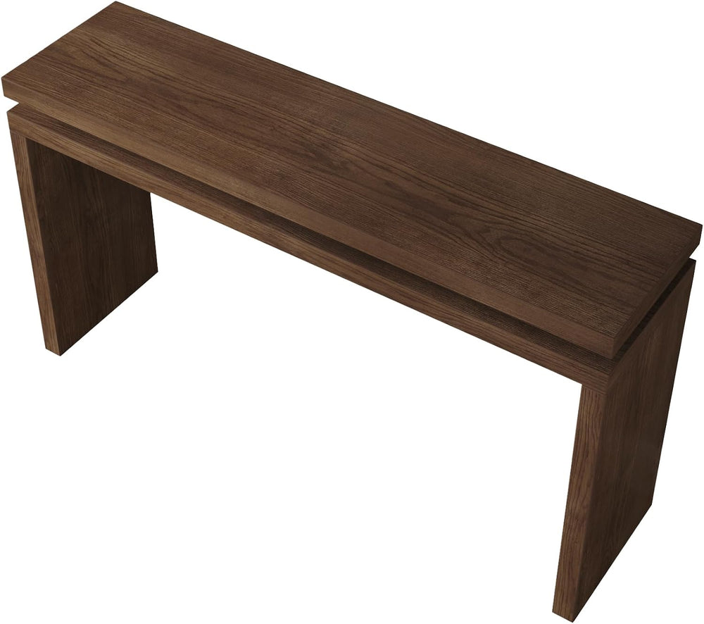 60" Antique Natural Farmhouse Console Table with Double Board Suspension...