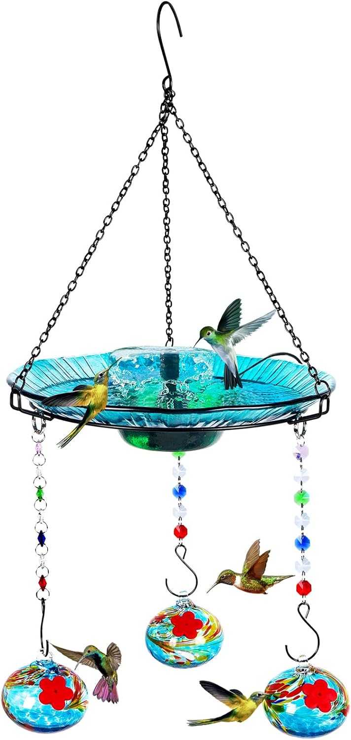 HEADAK LIFE Hummingbird Feeder and Bird Bath for Outdoors 2-in-1 for Small Bi...