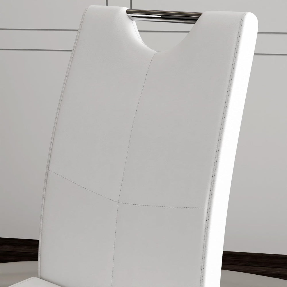 Off-White Dining Chairs Set of 4, Modern High Back with Faux Leather Padded K...