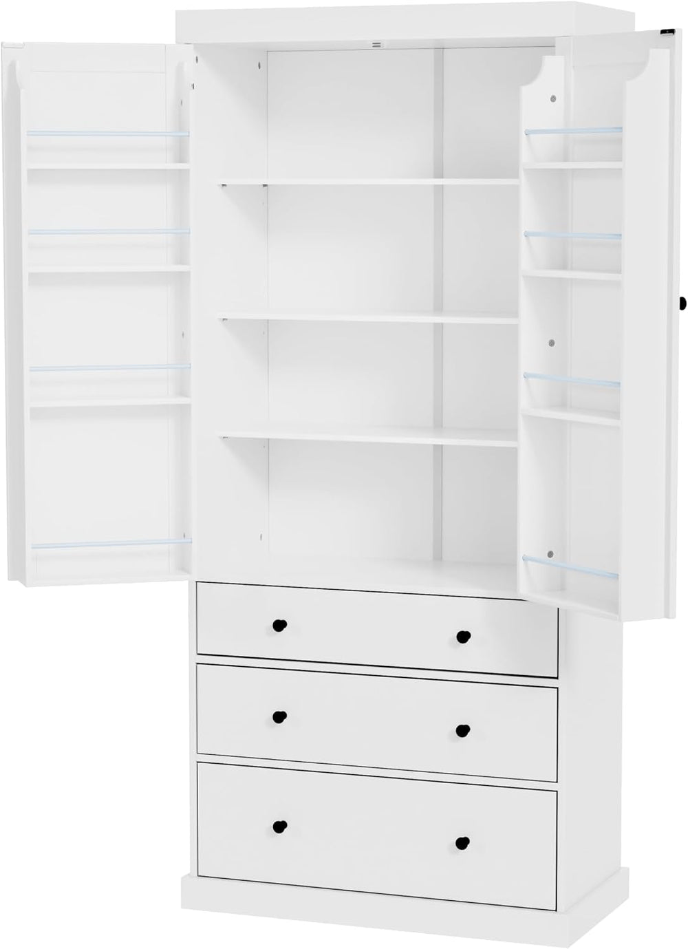 Merax 77” Pantry Cabinet, Kitchen Pantry Storage Cabinet with Drawers, Doors ...