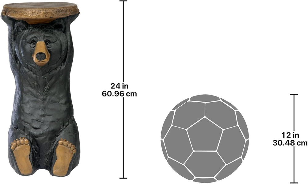 Design Toscano Black Forest Bear Pedestal Table Rustic Cabin Decor, 24 Inch T...